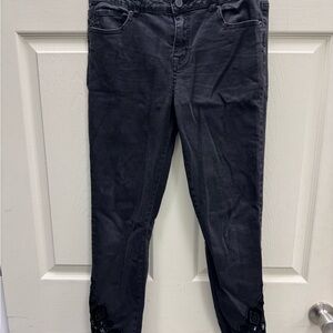 GB girls Black Skinny Jeans with Embroidered Hem